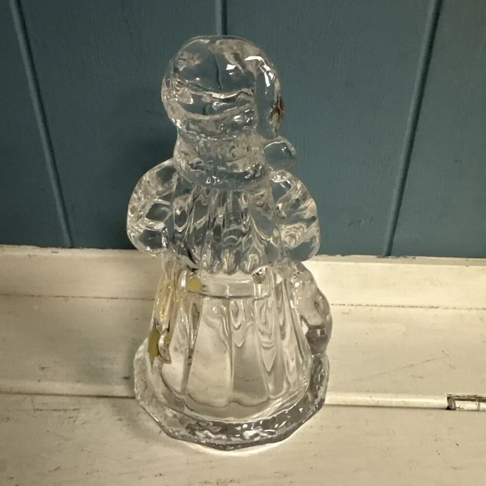 VTG Mikasa Santa Glass Crystal Christmas Golden Gold Stars Topper‎ 6”